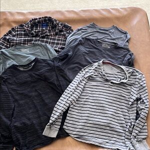 6 Assorted Long Sleeve Shirts Men’s size L and two are tall Large.